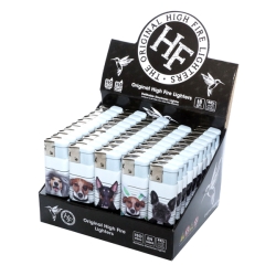 High Fire Refillable Piezo Lighters (1 display 50 lighters) Dogs Graphics
